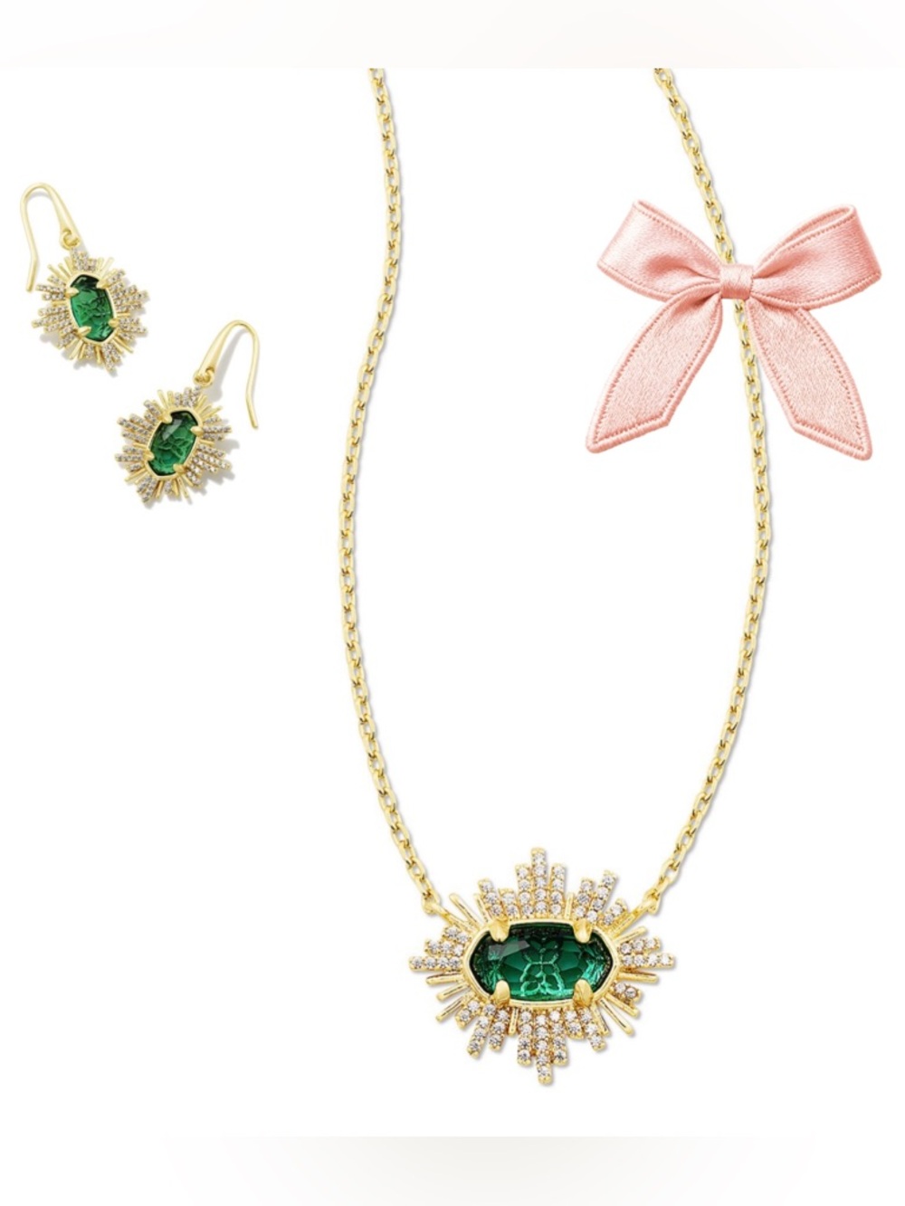 Kendra Scott Set of Crystal Sunburst 
Adjustable Pendant/Matching Drop Earrings